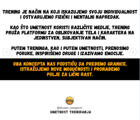 Instagram objava YMT Trening Centra